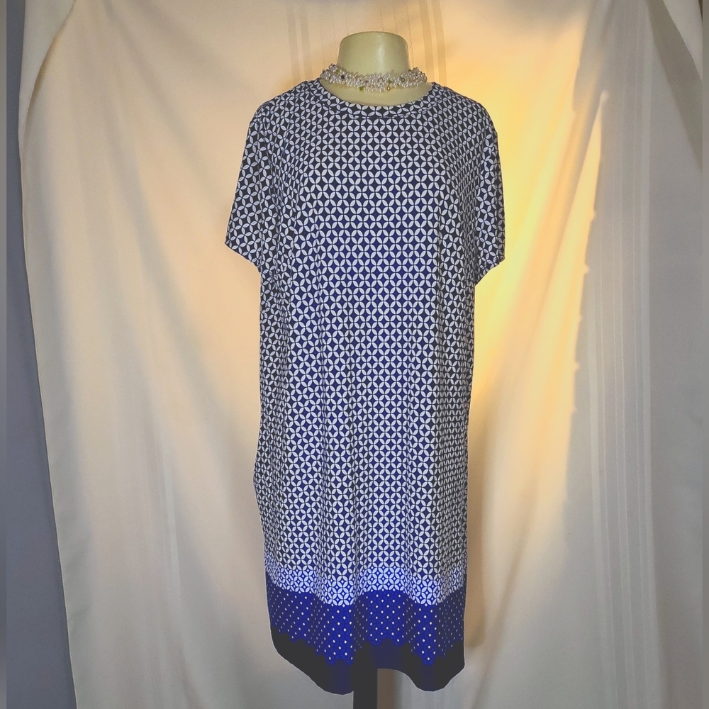 💙🤍💙Apt. 9 Geometric Short Sleeve Crew Neck Summer Dress - Size 2X